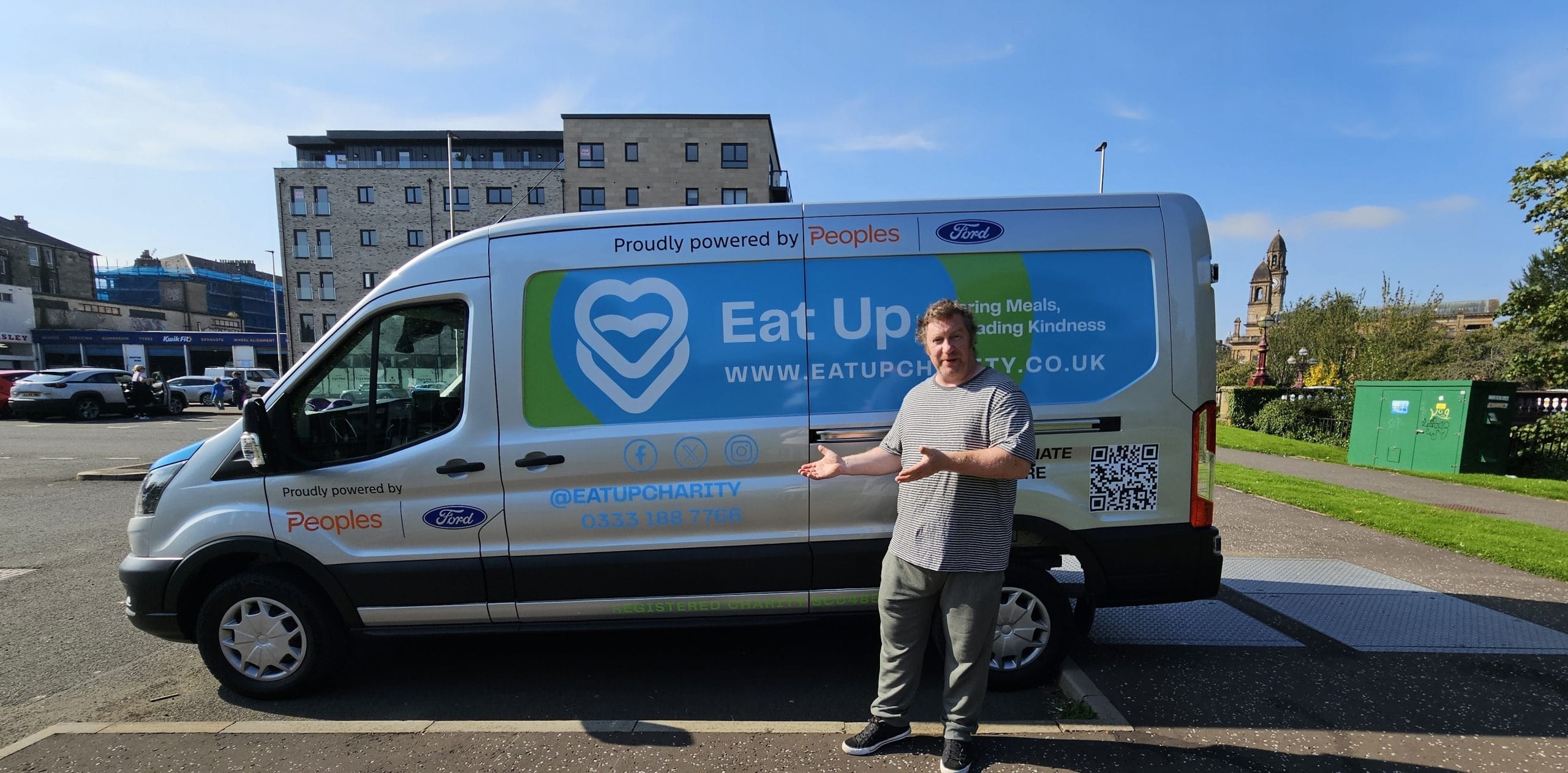 Eat up team member with the new mini van